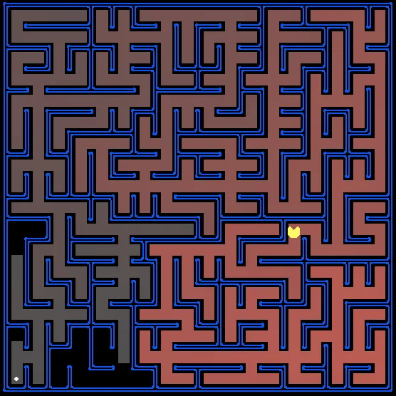 Pacman navigating a maze