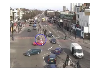 Target image with circle at final tracked position